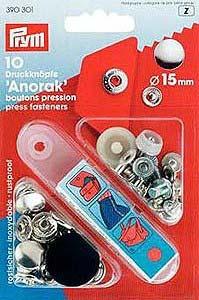 Boutons pression - Anorak 15mm - argent