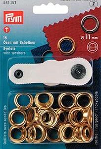 Oeillets avec rondelles - 11mm - doré
