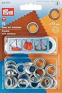 Oeillets avec rondelles - 11mm - argent