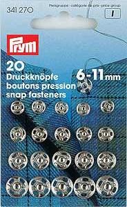 Boutons pressions métal - 6-11mm - argent