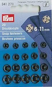 Boutons pressions métal - 6-11mm - noir