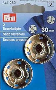 Boutons pressions métal - 30 mm - argent