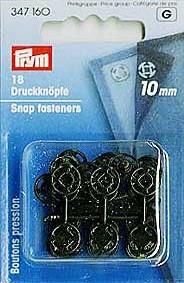 Boutons pressions plastiques - 10mm - noir