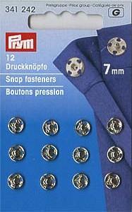Boutons pressions métal - 7mm - argent