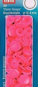 Boutons pression - 12.4mm - rond - rose fluo
