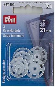 Boutons pressions plastiques - 21mm - transparent