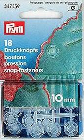 Boutons pressions plastiques - 10mm - transparent