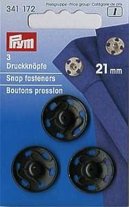 Boutons pressions métal - 21mm - noir