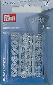 Boutons pressions plastiques - 7mm - transparent